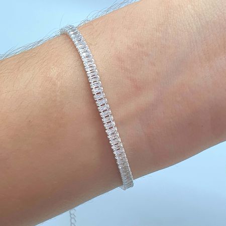 Pulseira Folheada A Prata 925 Cravejada em Zircôni... - Chérie Bijoux