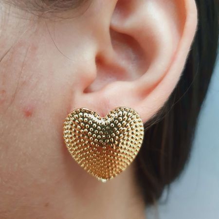 Brinco Folheado a Ouro 18K Coração - Chérie Bijoux