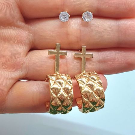 Kit De Brincos Sortidos Dourado - Chérie Bijoux