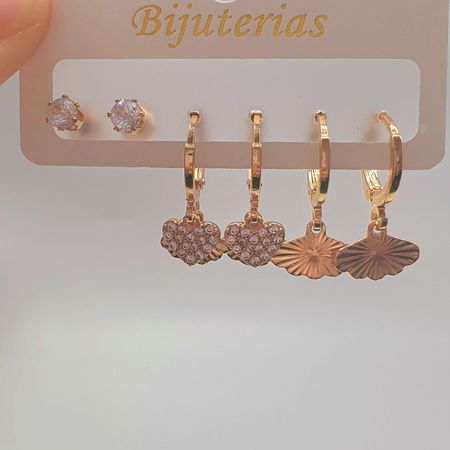 Kit De Brincos Sortidos Dourado - Chérie Bijoux