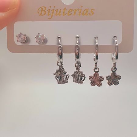 Kit De Brincos Sortidos Prata - Chérie Bijoux