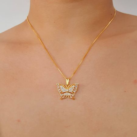 Colar Folheado a Ouro 18K Borboleta - Chérie Bijoux