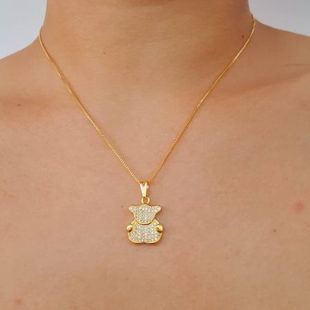 Colar Folheado a Ouro 18K Ursinho - Chérie Bijoux