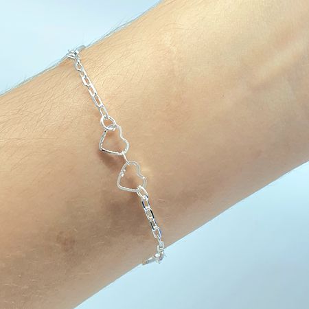 Pulseira Folheada A Prata 925 Coração - Chérie Bijoux