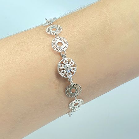 Pulseira Folheada A Prata 925 Detalhada - Chérie Bijoux