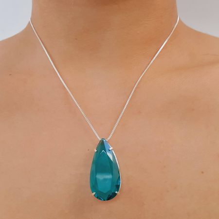 Conjunto Folheado A Prata 925 Pedra Acqua - Chérie Bijoux