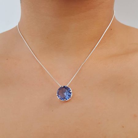 Conjunto Folheado A Prata 925 Pedra Lílas - Chérie Bijoux