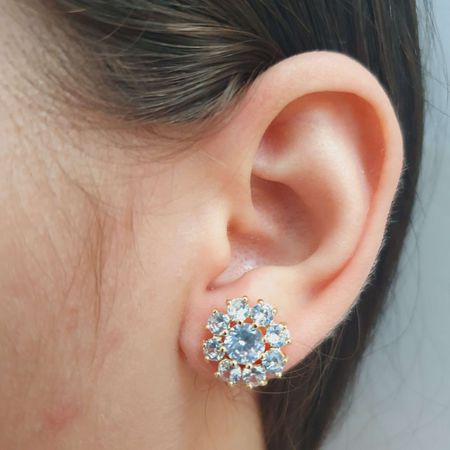 Brinco Dourado Zircônia - Chérie Bijoux