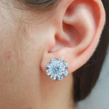 Brinco Prata Zircônia Florzinha - Chérie Bijoux