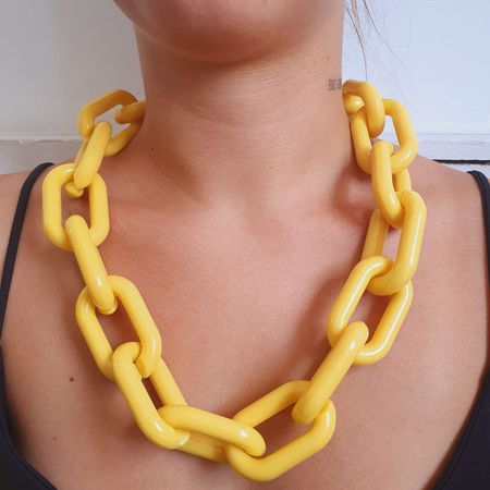 Colar Elos Amarelo - Chérie Bijoux