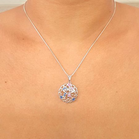 Colar Folheado A Prata 925 Com Zircônia Casalzinho... - Chérie Bijoux