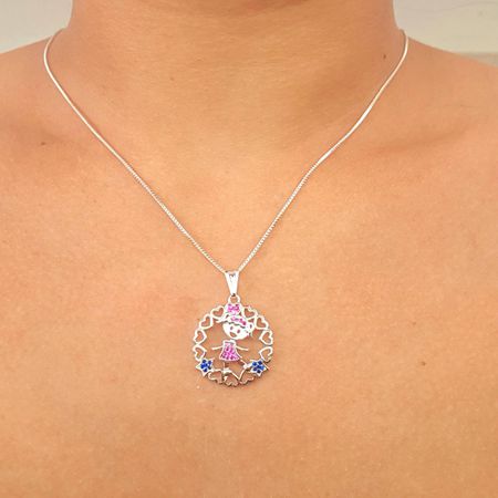 Colar Folheado A Prata 925 Com Zircônia Menina - Chérie Bijoux