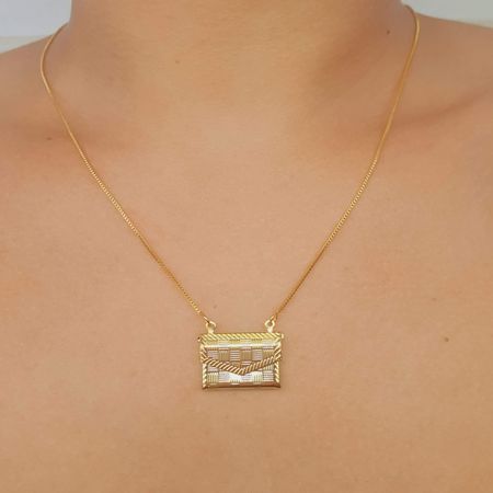 Colar Relicário Folheado a Ouro 18K Carta - Chérie Bijoux