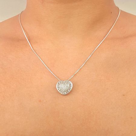 Colar Folheado A Prata 925 Com Zircônia Coração - Chérie Bijoux