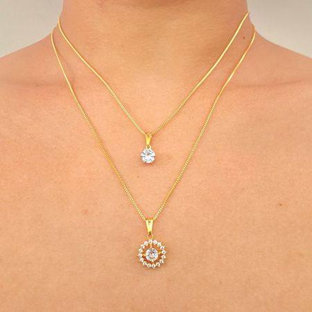 Colar Duplo Folheado a Ouro 18K Com Zircônia Delic... - Chérie Bijoux