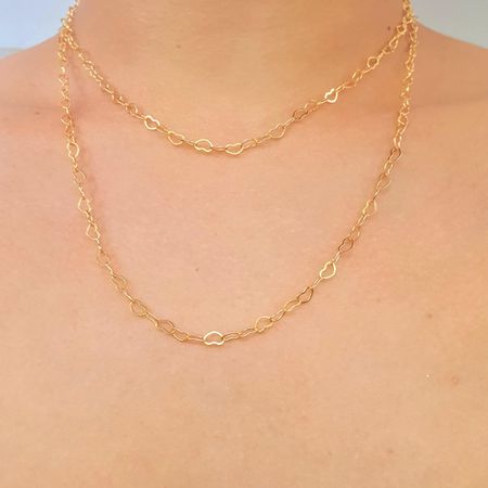 Colar Duplo Folheado a Ouro 18K Mini Coração - Chérie Bijoux