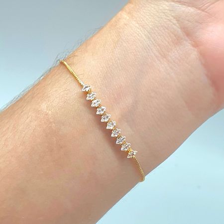 Pulseira Folheada A Ouro 18K Com Zircônia Navete - Chérie Bijoux