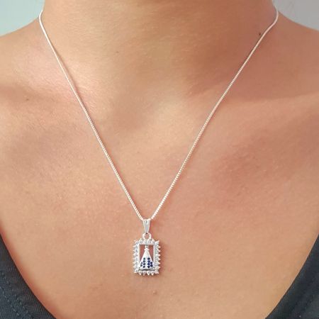 Colar Folheado A Prata 925 Nossa Senhora Aparecida - Chérie Bijoux