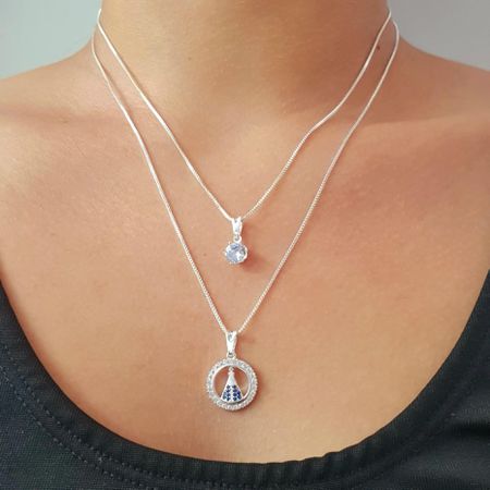 Colar Duplo Folheado A Prata 925 Nossa Senhora Apa... - Chérie Bijoux