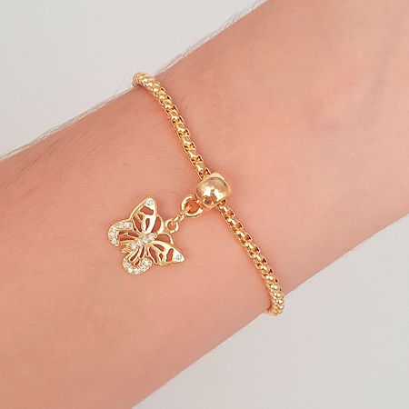 Pulseira Folheada A Ouro 18K Borboleta - Chérie Bijoux