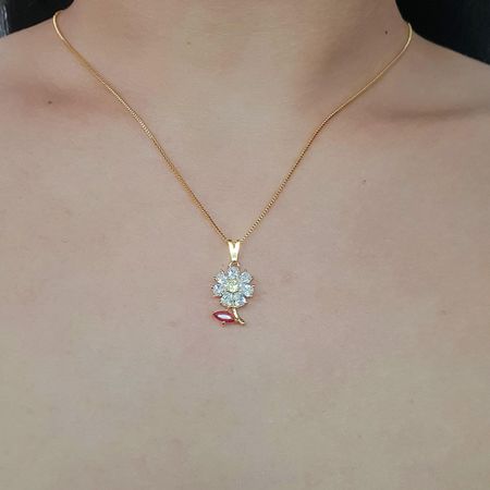 Colar Folheado a Ouro 18K Com Zircônia Florzinha - Chérie Bijoux