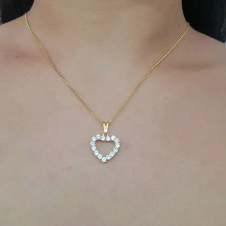 Colar Folheado a Ouro 18K Com Zircônia Coração - Chérie Bijoux