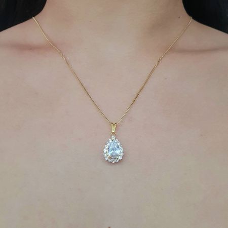 Colar Folheado a Ouro 18K Com Zircônia Gota - Chérie Bijoux