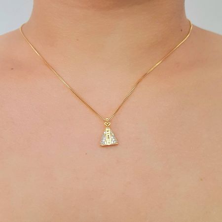 Colar Folheado a Ouro 18K Com Zircônia Nossa Senho... - Chérie Bijoux