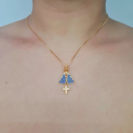 Colar Folheado a Ouro 18K Nossa Senhora Aparecida - Chérie Bijoux