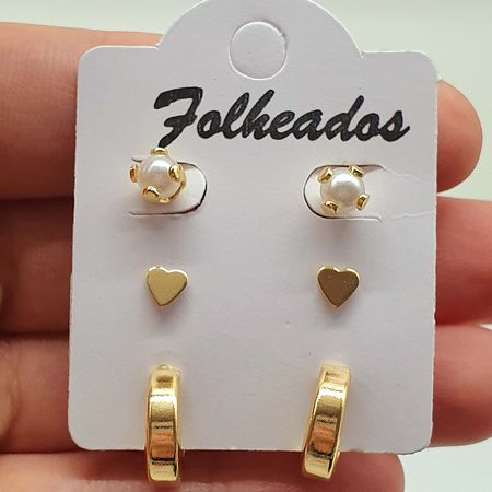 Kit De Brincos Folheados a Ouro 18K Sortidos - Chérie Bijoux