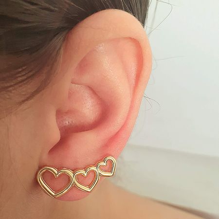 Brinco Folheado a Ouro 18K Coração Vazado - Chérie Bijoux