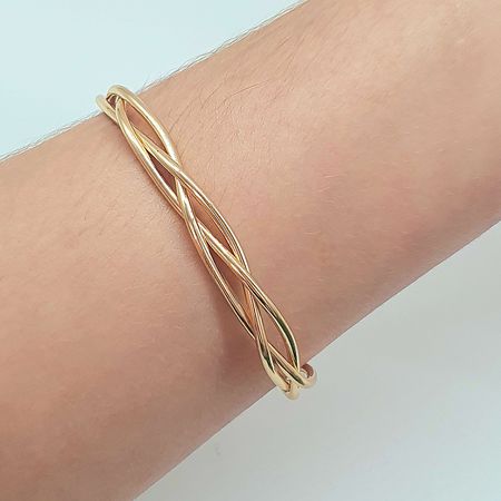 Bracelete Trançado Dourado - Chérie Bijoux