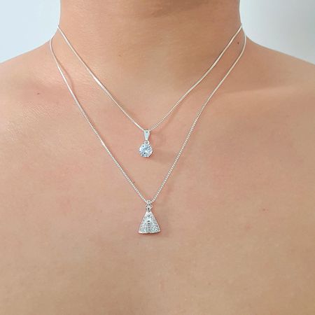 Colar Duplo Folheado A Prata 925 Nossa Senhora Apa... - Chérie Bijoux