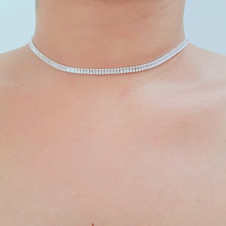 Colar Folheado A Prata 925 Com Zircônia Cravejada - Chérie Bijoux