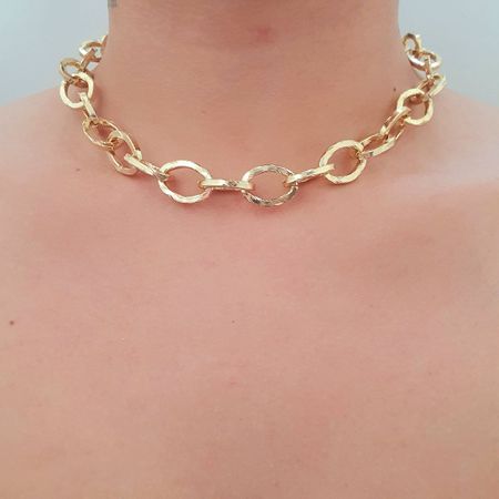 Colar Elos Folheado a Ouro 18K Texturizado - Chérie Bijoux