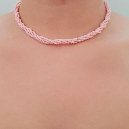 Colar Miçangas Rosa - Chérie Bijoux