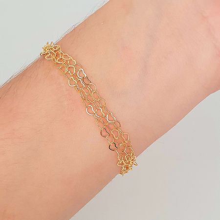 Pulseira Folheada A Ouro 18K Coração - Chérie Bijoux