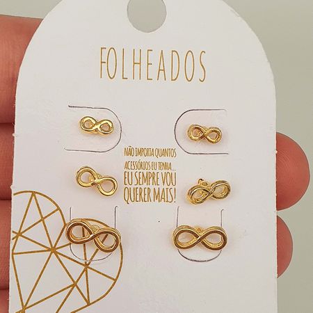 Kit De Brincos Folheados a Ouro 18K Infinito - Chérie Bijoux