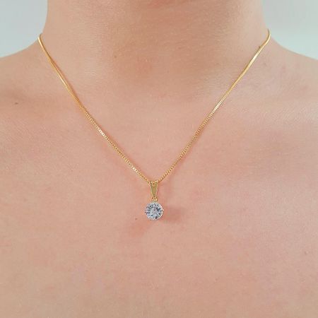 Colar Folheado a Ouro 18K Com Zircônia Ponto De Lu... - Chérie Bijoux