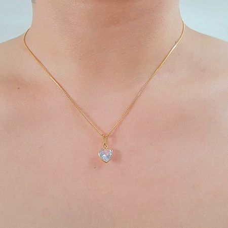 Colar Folheado a Ouro 18K Com Zircônia Coração - Chérie Bijoux