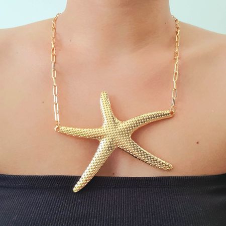 Colar Elos Folheado a Ouro 18K Estrela Do Mar - Chérie Bijoux