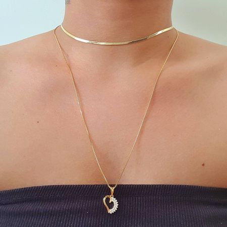 Colar Duplo Folheado a Ouro 18K Com Zircônia Crave... - Chérie Bijoux