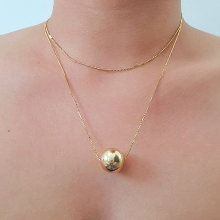 Colar Duplo Folheado a Ouro 18K Esfera - Chérie Bijoux