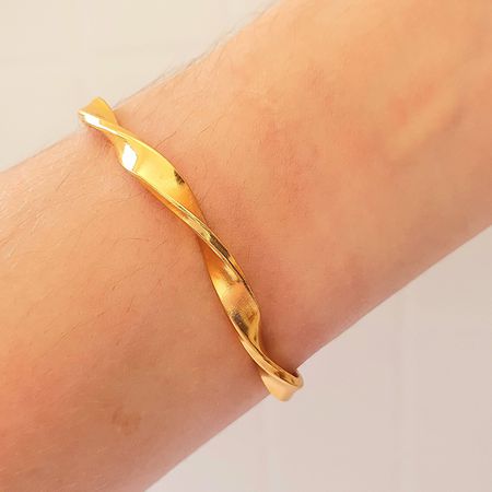 Bracelete Folheado A Ouro 18K Ondulado - Chérie Bijoux