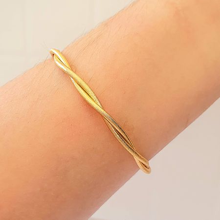 Bracelete Folheado A Ouro 18K Trançado - Chérie Bijoux