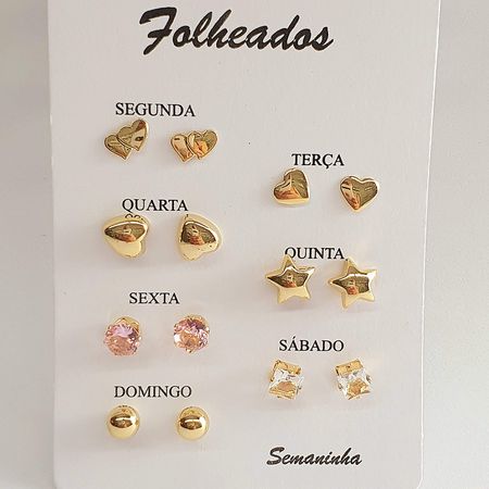 Kit De Brincos Semaninha Folheados a Ouro 18K Sort... - Chérie Bijoux