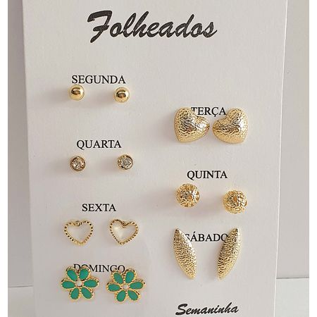 Kit De Brincos Semaninha Folheados a Ouro 18K Sort... - Chérie Bijoux