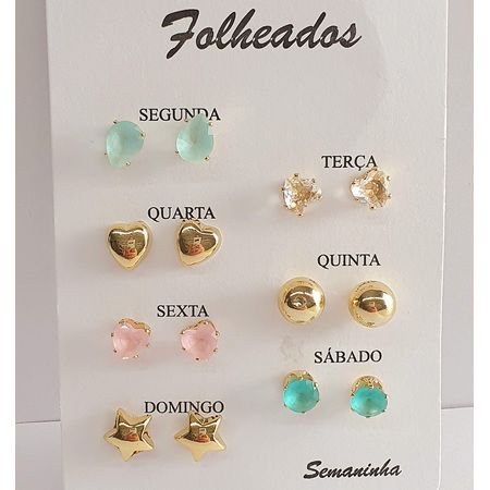 Kit De Brincos Semaninha Folheados a Ouro 18K Sort... - Chérie Bijoux