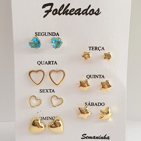 Kit De Brincos Semaninha Folheados a Ouro 18K Cora... - Chérie Bijoux