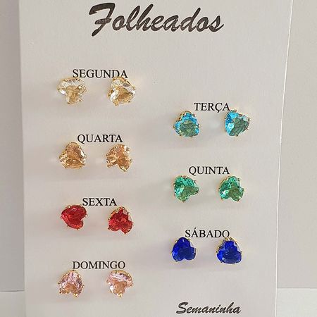 Kit De Brincos Semaninha Folheados a Ouro 18K Cora... - Chérie Bijoux